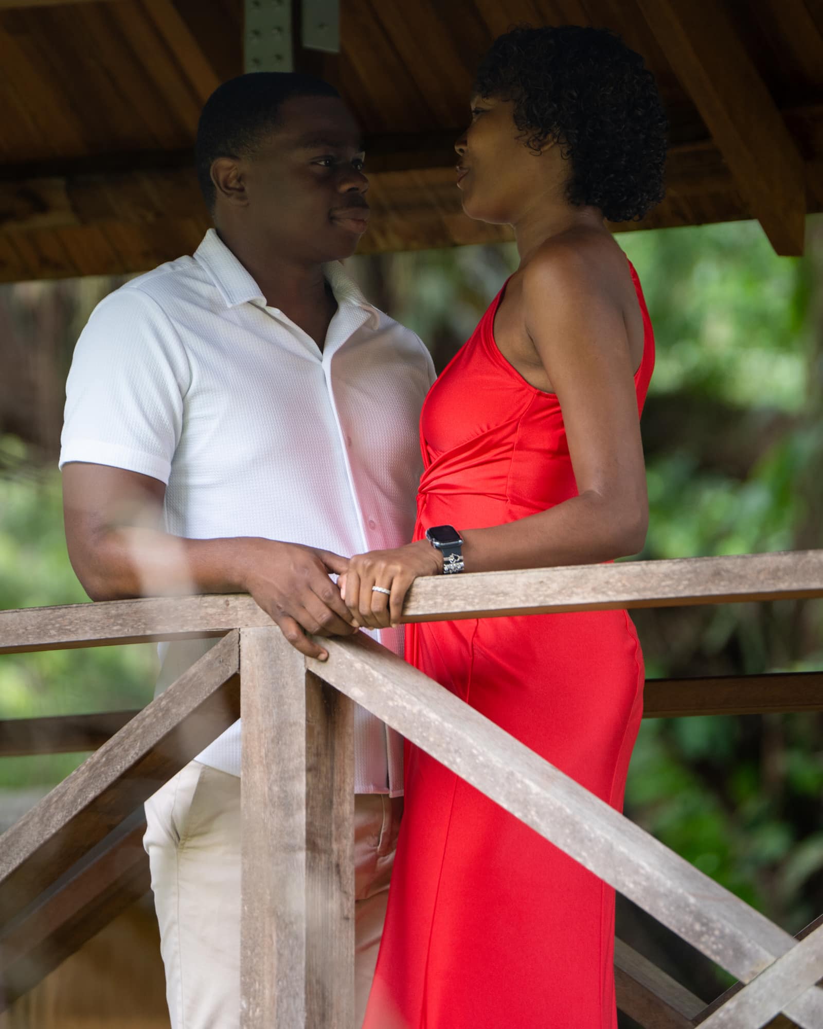 Don and Stevie-Ann under the wooden gazebo